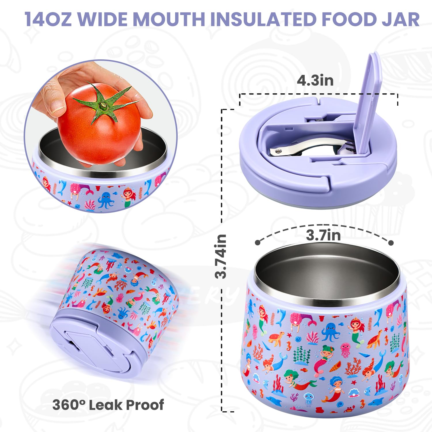Itslife Thermobehälter für Essen 350ml Edelstahl Warmhaltebebehälter, Kinder auslaufsicherer Lunchbehälter mit Schnallenabdeckung, Weithals, Isolierung, geeignet für kaltes&heißes Essen Grün