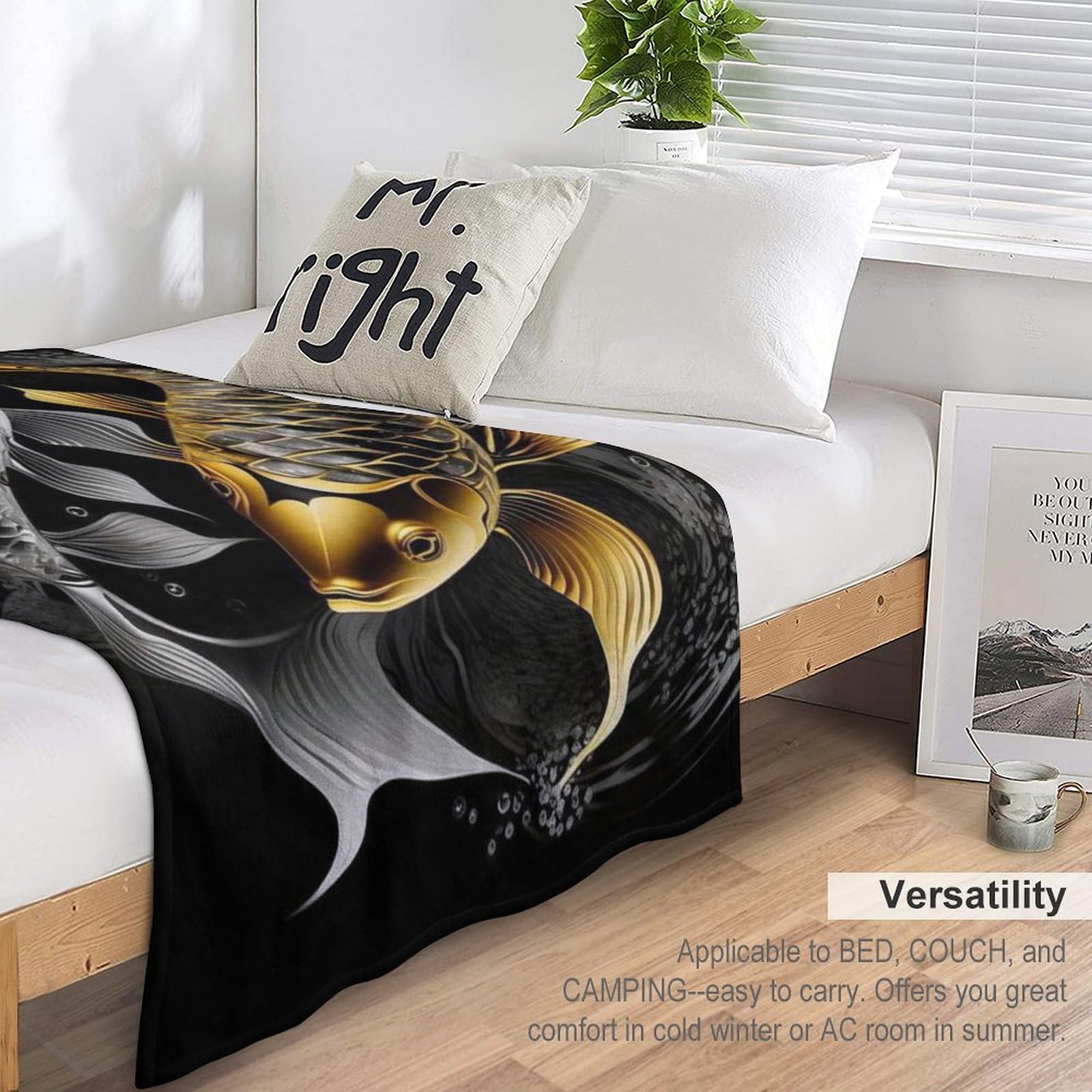Fisch Kuscheldecke Flauschige Decke Decke Vier Jahreszeiten Wohndecke Dicke Sofadecke Couchdecke Weiche Fleecedecke Flannel Sofaüberwurf Tagesdecke Für Bett/Sofa （180×200cm）