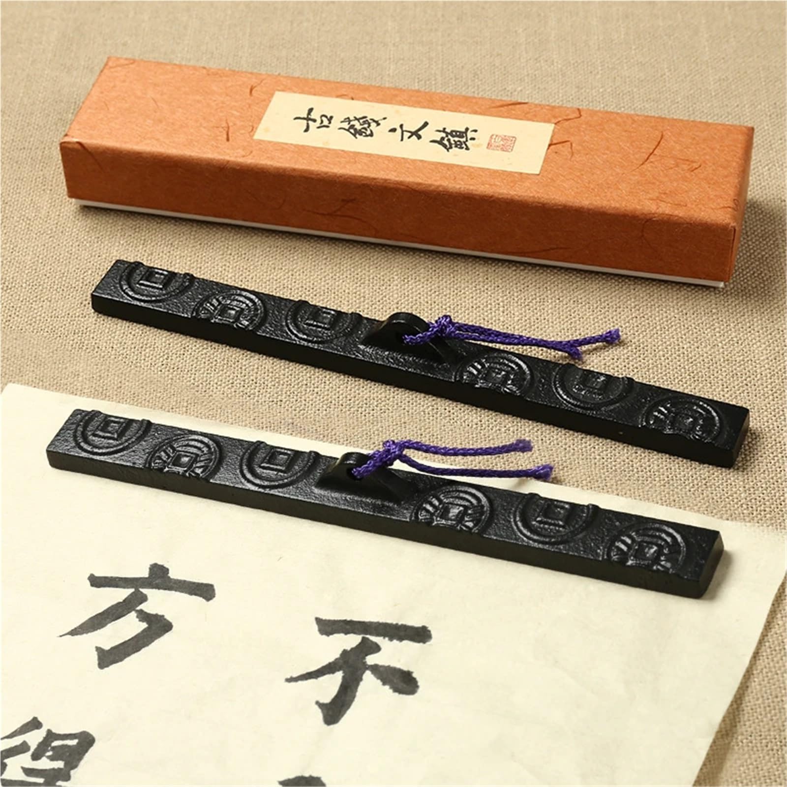 Fermacarte In Metallo Con Motivo Moneta In Rame | Fermacarte multifunzione in ghisa Calligrafia cinese Pittura Fermacarte in carta di riso
