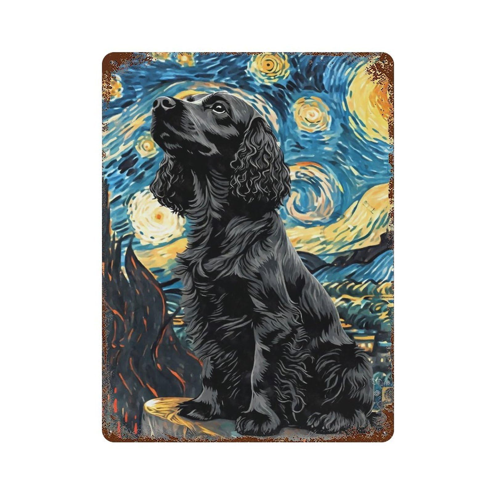 English Cocker Spaniel Decorative Tin Sign 15.7"x11.8", for Bistro, Counter And Cafe Decor, Classic Wall Plaque