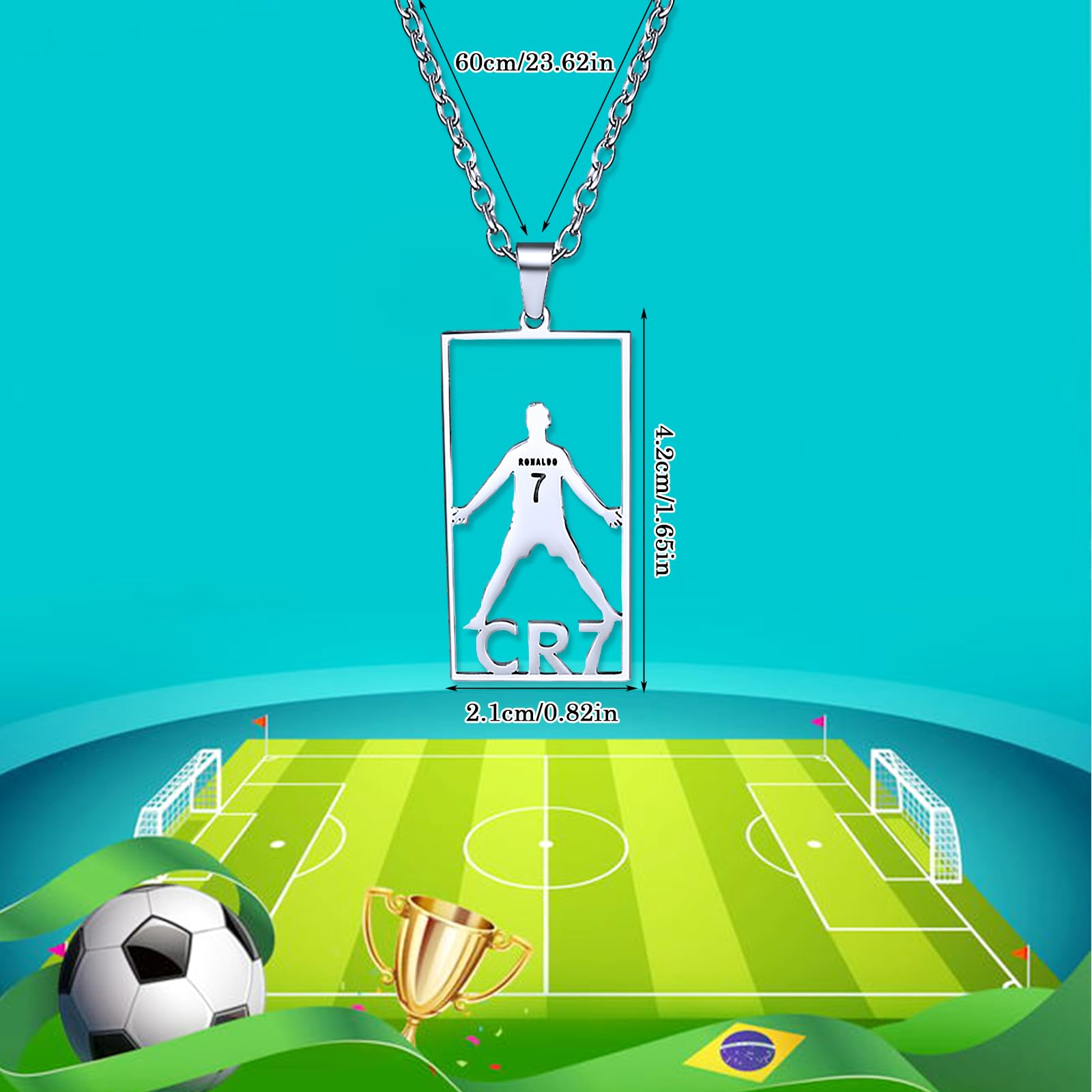 Collier de Football en Acier Inoxydable Pendentif Jersey pour Fans Hommes Garçons