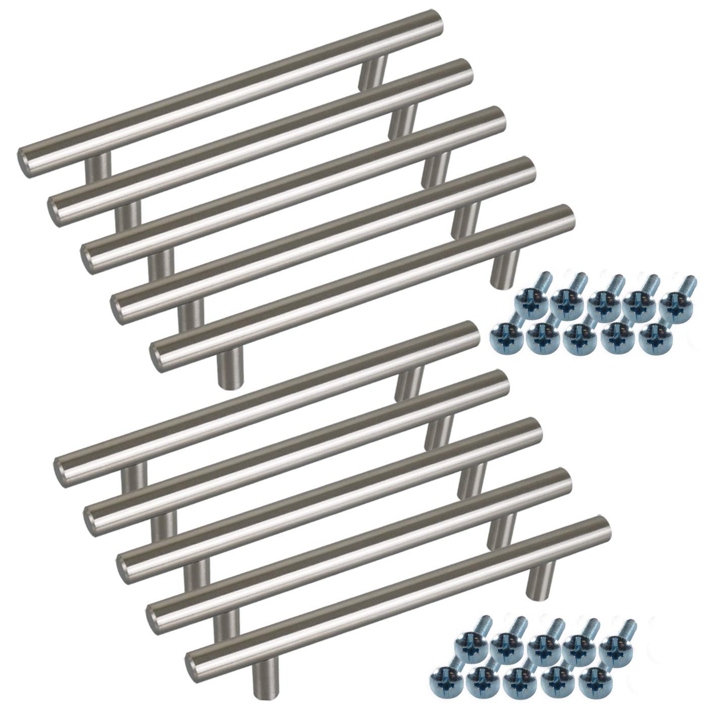 Stahlia Uchwyty meblowe ze stali nierdzewnej, pełny materiał, 480 mm, srebrne, masywne, Ø 10 mm (10 sztuk)