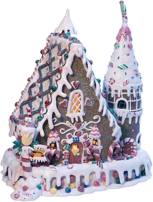 Kurt Adler Clay-Dough Gingerbread Inn with C7 Bulb, 13-Inch