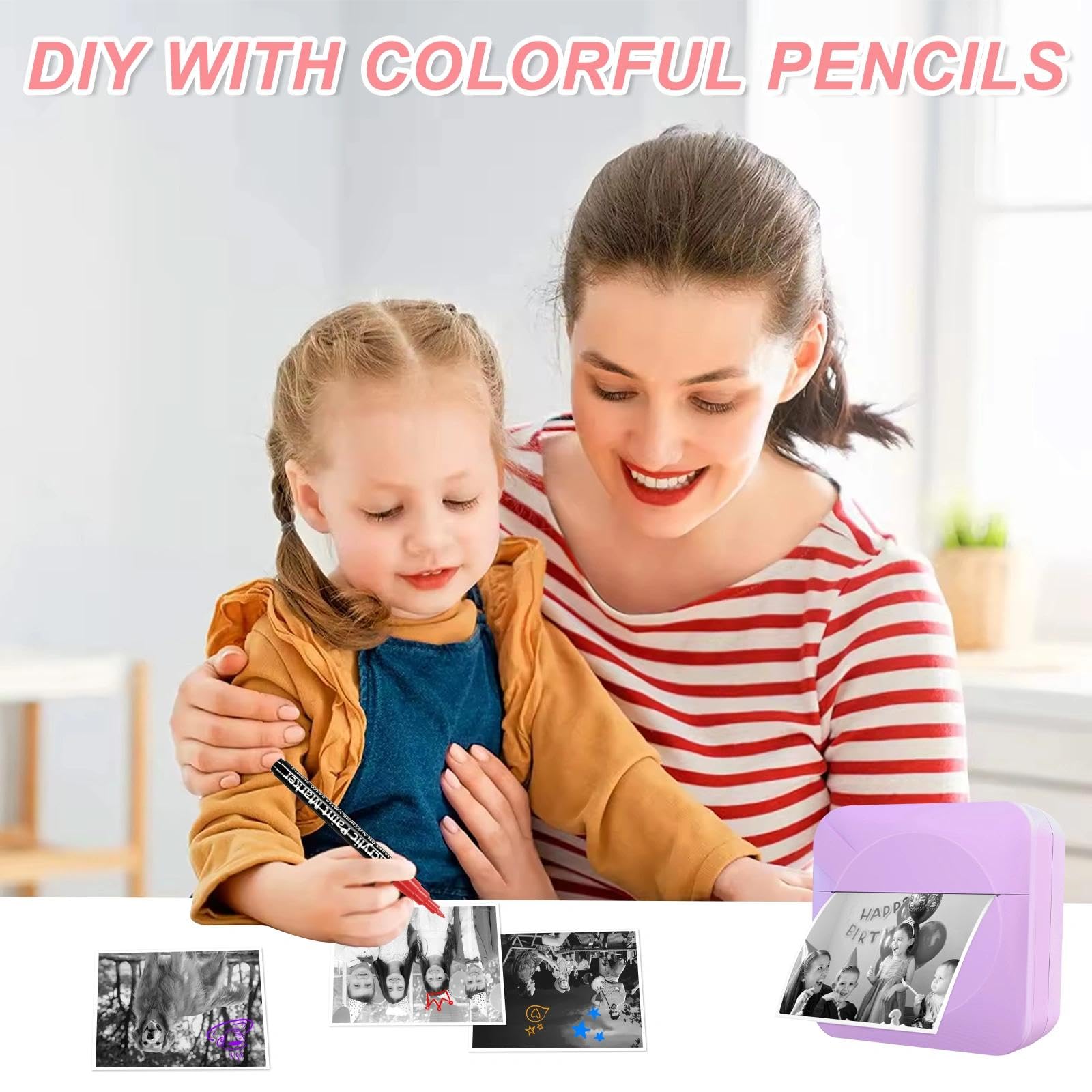 20 Rollos Papeles Cámara Fotos Niños, Papel Impresora Termica, Rollos Camara Fotos Infantil Instantanea, Mini Recarga de Papel de Impresión, Pegatina Imprimible Autoadhesiva (57 x 25 mm)