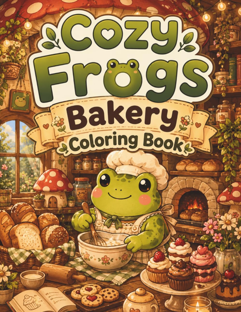 Cozy Frogs Bakery Coloring Book: Bold and Easy Coloring Pages Featuring Cute Frogs Baking Sweet Treats and Enjoying Cozy Cottage Moments for Teens and Adults