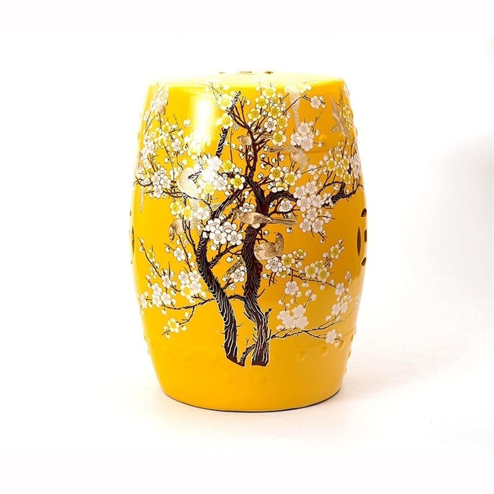 Tabouret de jardin céramique émaillée extérieur motif floral durable pour cour et balcon