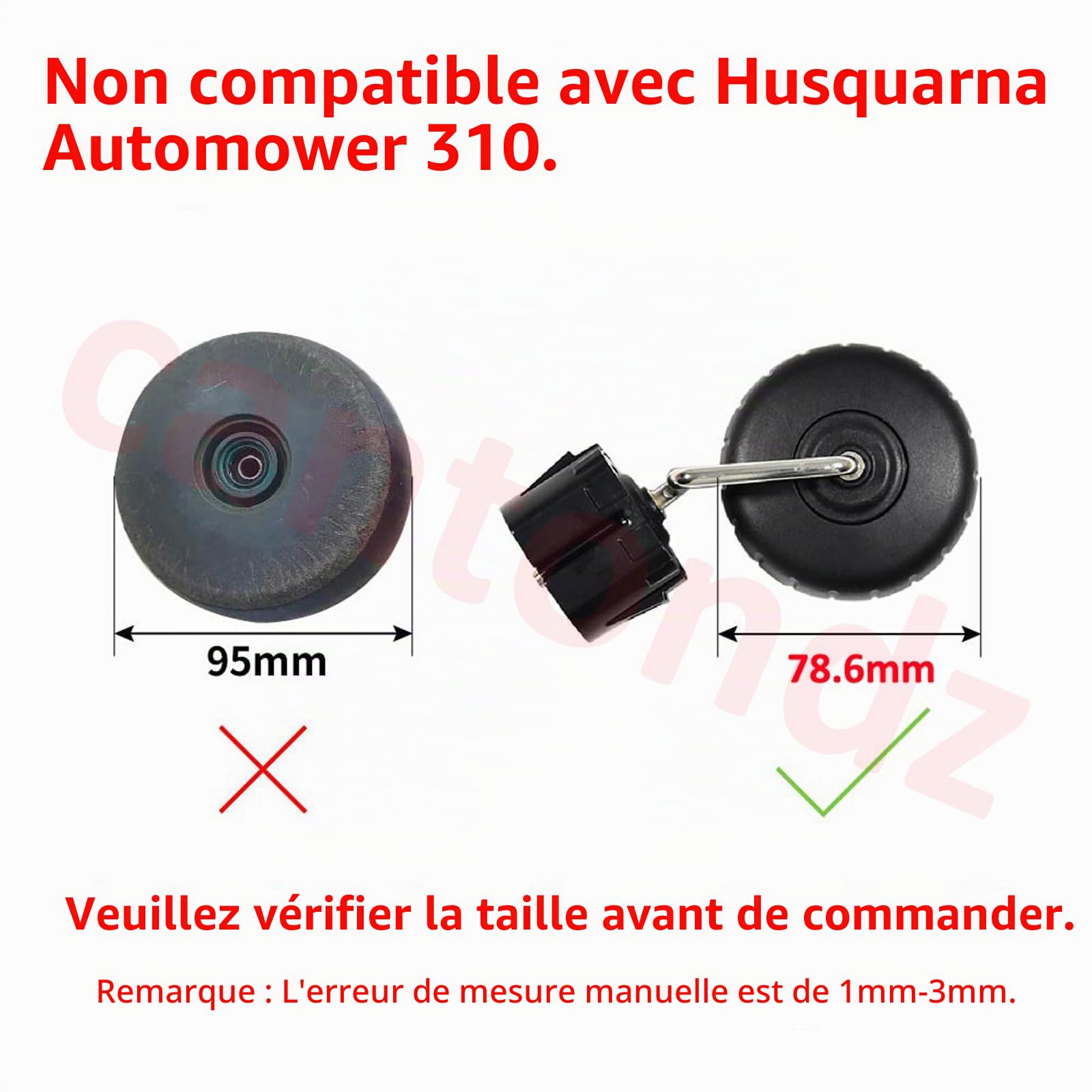 Roue avant Roue d'entraînement avant pour tondeuse à gazon compatible avec Husqvarna Automower 115H McCulloch Gardena et Flymo Sileno City Life Minimo 589300801 589300802