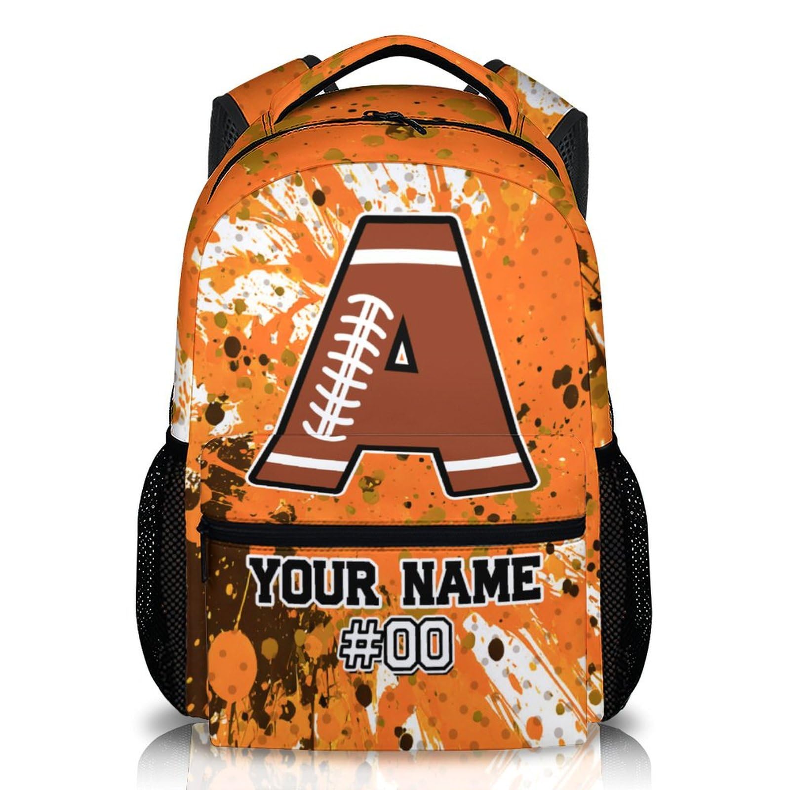 Homexzdiy School Backpacks for Kids, Custom Football Backpack for Boys Girls, Personalized Name Pink Bookbag for Students Children, 17 Inch School Bag