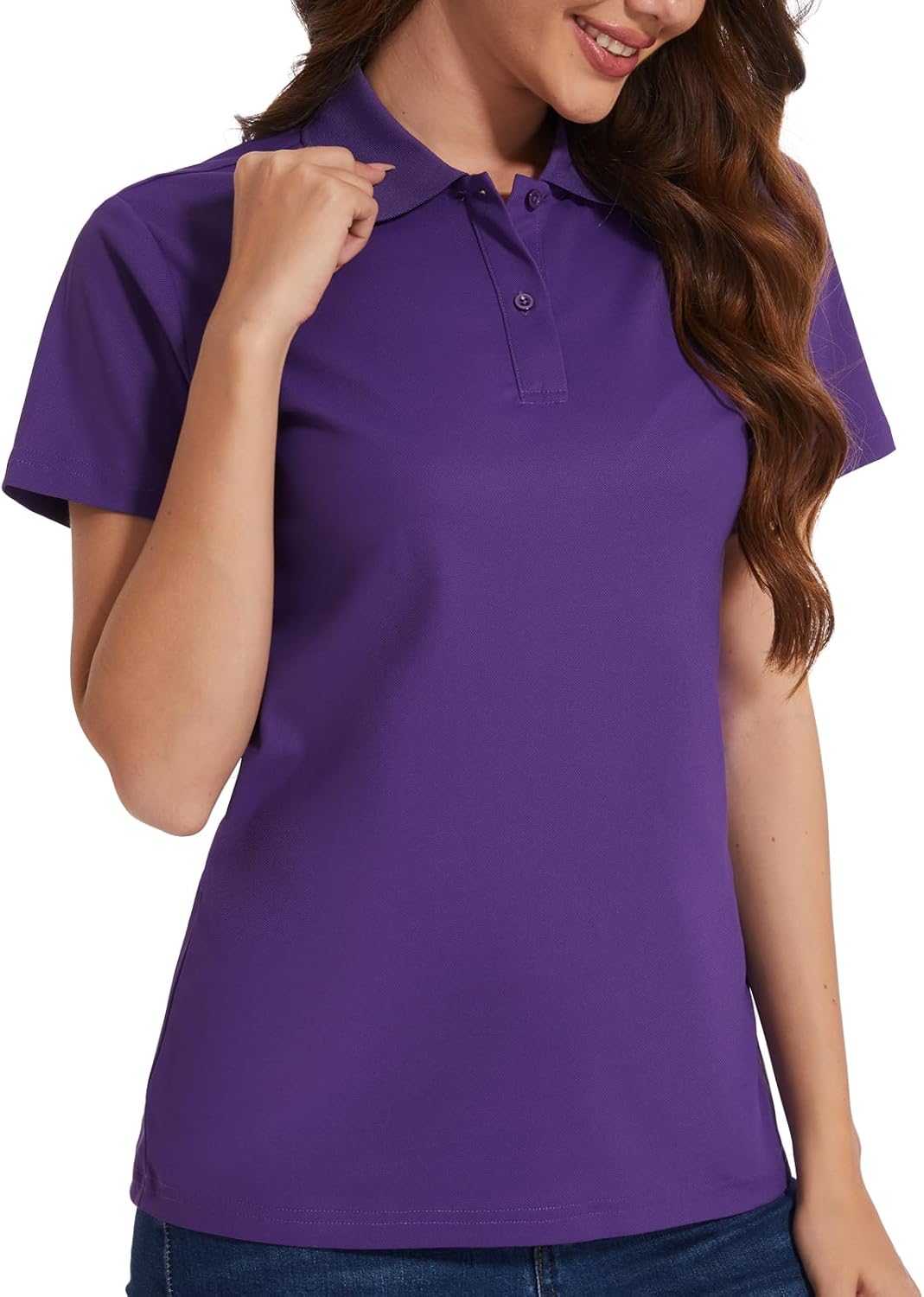 Casei Womens Polo Shirts Golf Shirts Quick Dry Moisture Wicking Black and White Polo Shirt Small Dark Purple