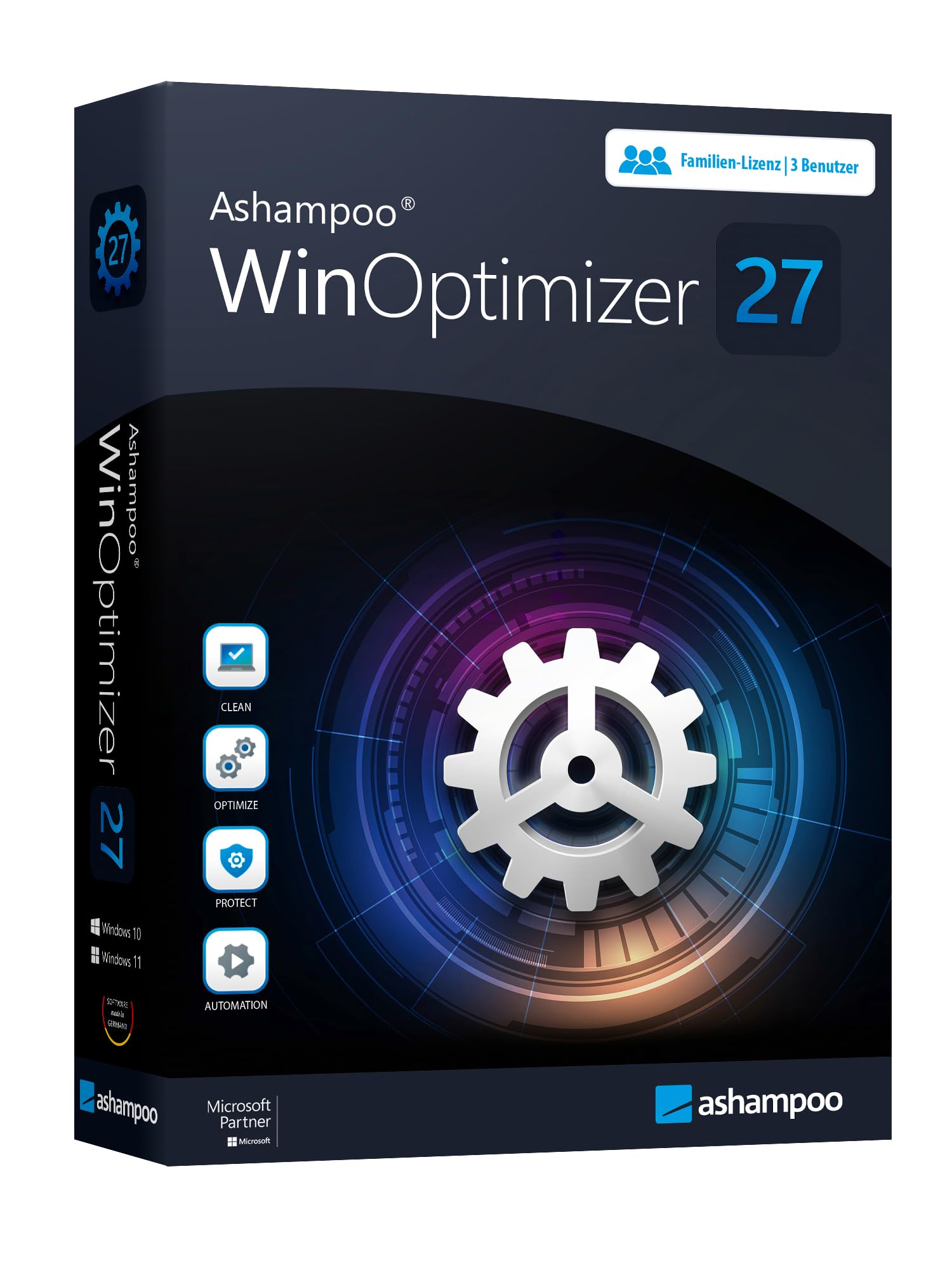 WinOptimizer 27 - 3 USER Lizenz - Tuning für Windows 11 10 8.1 8 7 - unbegrenzte Laufzeit
