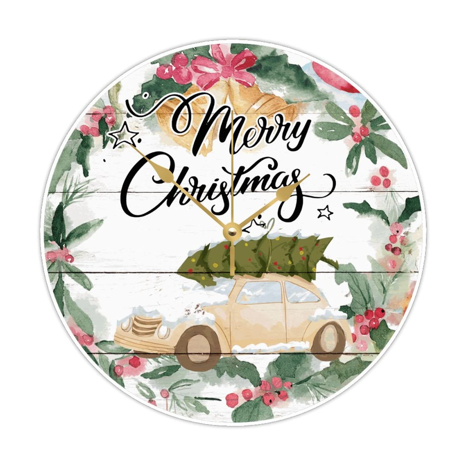 Horloge de Noël en bois pour salon et chambre à coucher