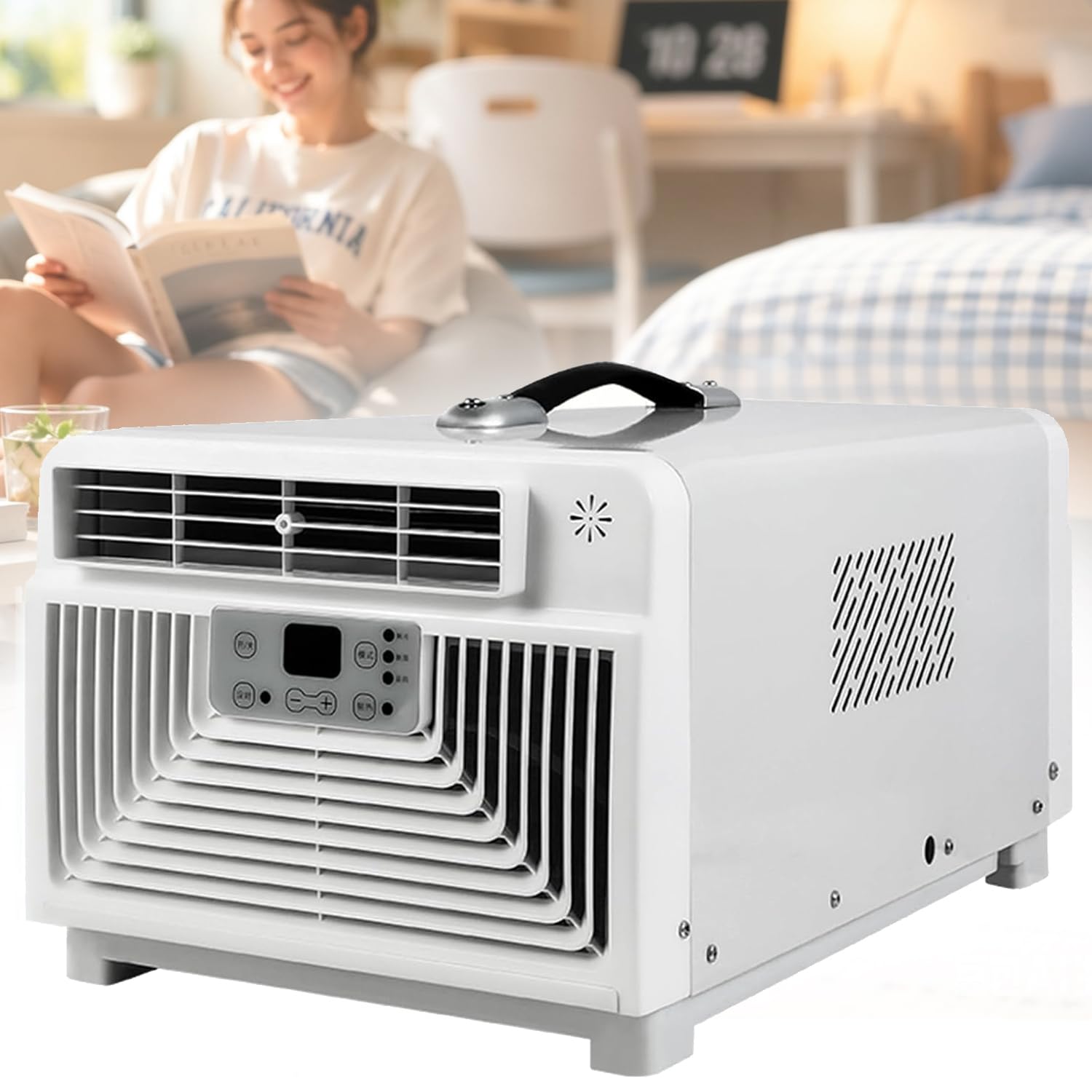Qiang Climatizador Compacto 3400 BTU 4 Modos Cooling&Heating | con Mando Remoto Temporizador 12H termostato 16-32 °C Cobertura 8-10m² para Camioneta Caravana Tienda Outdoor