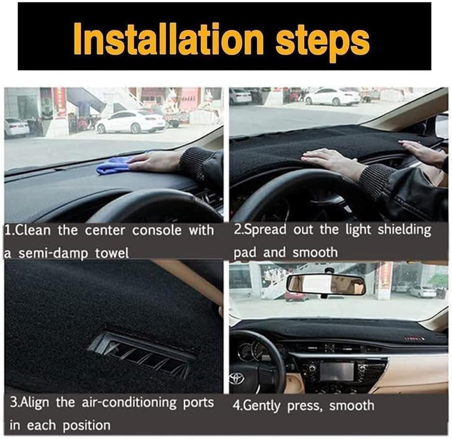 Dash Cover Mat for Kia Picanto 2012 2013 2014 2015 2016, Accessories Dash Mat Sunshade Dash Cover Car Dashboard Accessories OrnamentInterior,Right Hand Drive-Black