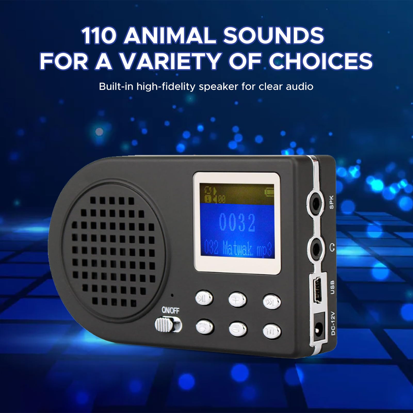 Buachois Altavoz de Sonido de chirring, Amplificador de chirrido de pájaros al Aire Libre con un Remoto inalámbrico 110 Animales Sonidos mp3 Altavoz (Sin Control Remoto)
