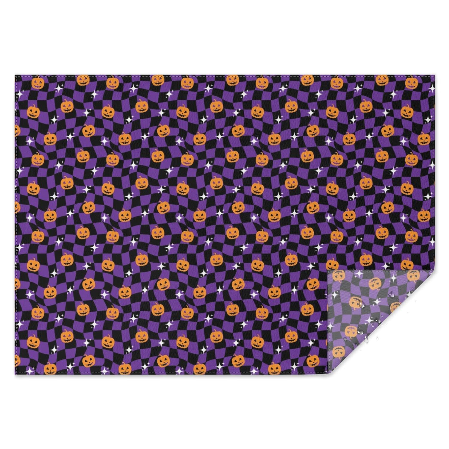 Aokoyi Halloween Pumpkin Tablecloth 60x84 Inch, Waterproof Washable Farmhouse Rectangle Table Cloth Cover, Spooky Checkered Tablecloth for Party Picnic Dinner Home Decor