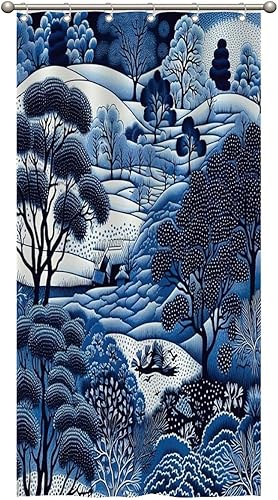 Miniatura 876 de Cortinas de ducha de baño con ganchos, 72 x 92 pulgadas, cortina de ducha de tela impermeable con diseño de flores y pájaros, cortina de ducha