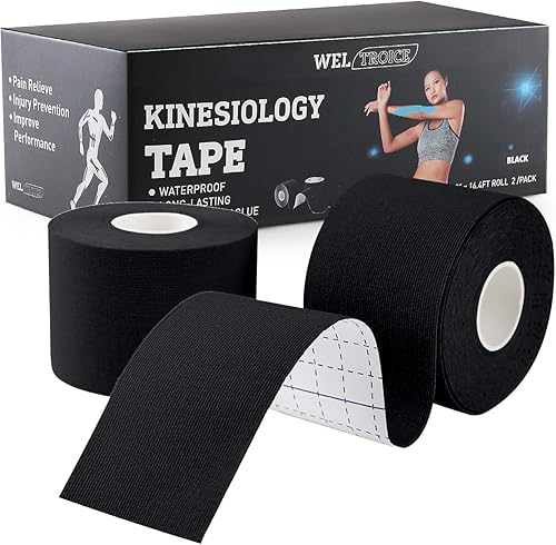 Cinta de kinesiología (paquete de 2) para deportes y recuperación, resistente al agua, sin látex, cinta atlética de algodón elástico de alta calidad disponible en Yaxa Mexico
