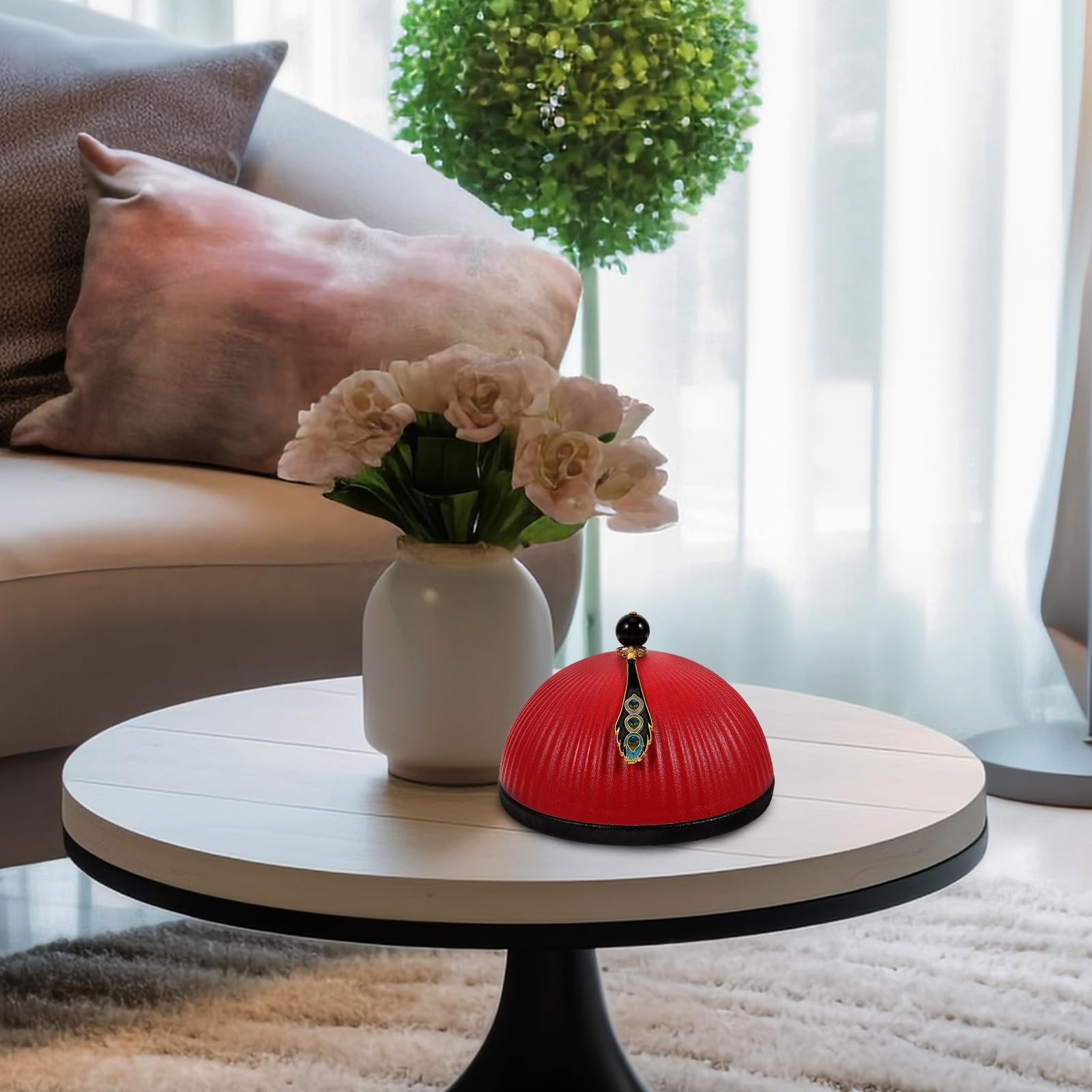 Posacenere da Tavolo in Ceramica Rosso, Piccolo Design Decorativo | Tavolo e Ufficio, Superficie Resistente All'usura, Facile da Pulire, Stile Delicato