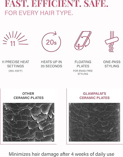 Miniatura 6 de GLAMPALM Plancha de pelo de cerámica de 1 pulgada con infusión de Vita C, herramienta profesional de salón número 1 de Corea, cable giratorio 3D y