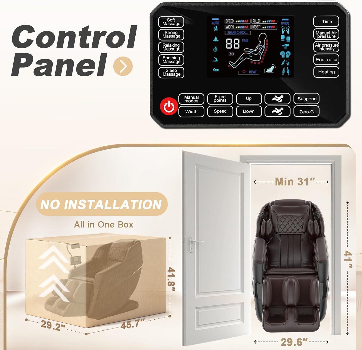 2026 Massage Chair Full Body, 3D SL-Track Zero Gravity Shiatsu Massage Chair Recliner with AI Control, Body Scan, Airbags, Heating, Foot Roller, Auto Modes, Bluetooth Speaker