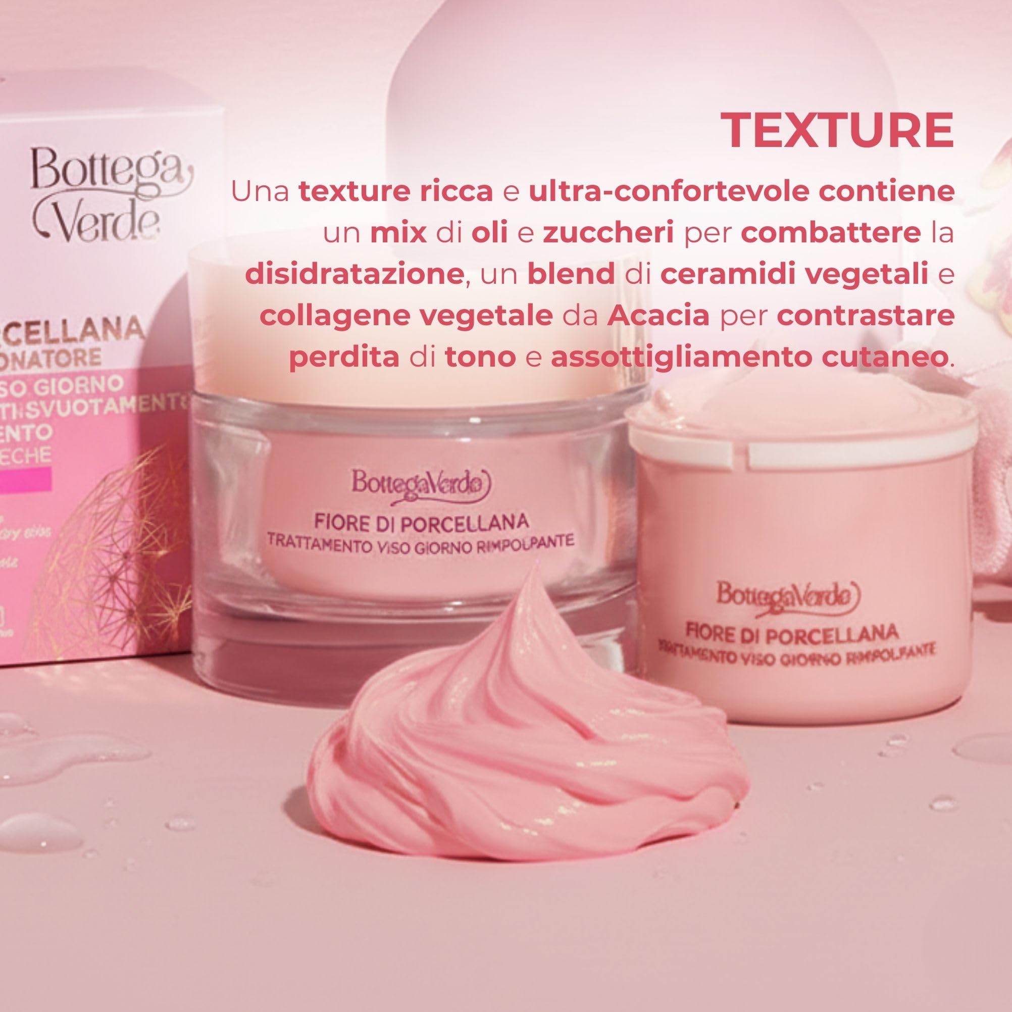Bottega Verde - Fiore di Porcellana, Crema Viso Antirughe e Antietà, 50 ml, Trattamento Perfezionatore Correttivo Globale, Azione Rimpolpante, Pelli Normali o Secche