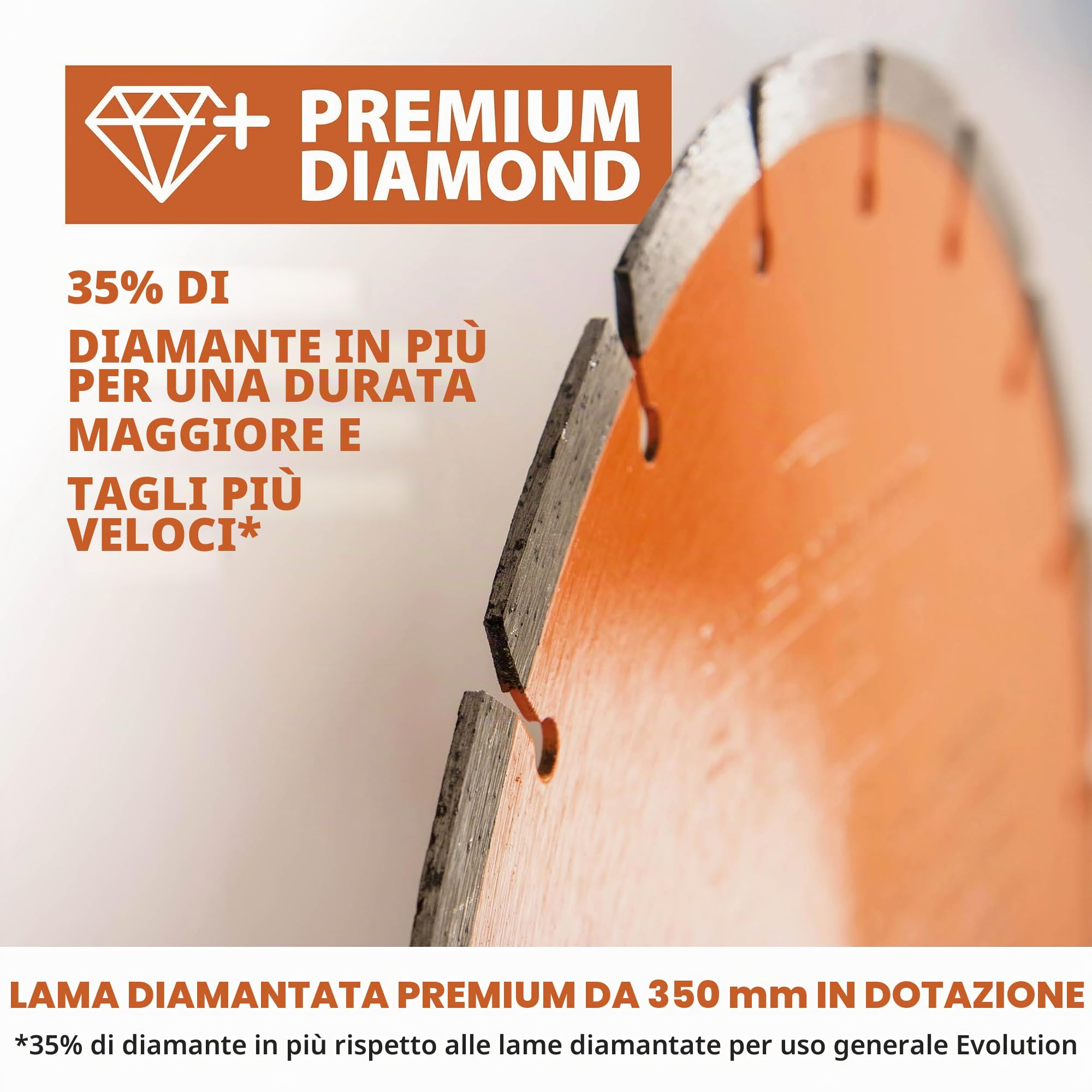 Evolution Power Tools R350DCT - Sega per calcestruzzo, per tagliare calcestruzzo, pietra, mattoni, tegole e altro, taglierina a disco elettrica da 350 mm, lama diamantata di alta qualità, 230 V, 350