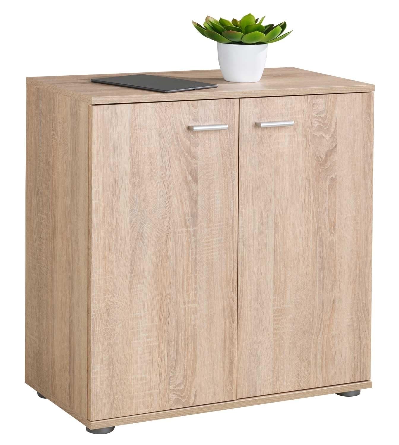 Kommode mit 2 Türen - Eiche Sonoma - 71 cm breit - Sideboard Mehrzweckschrank