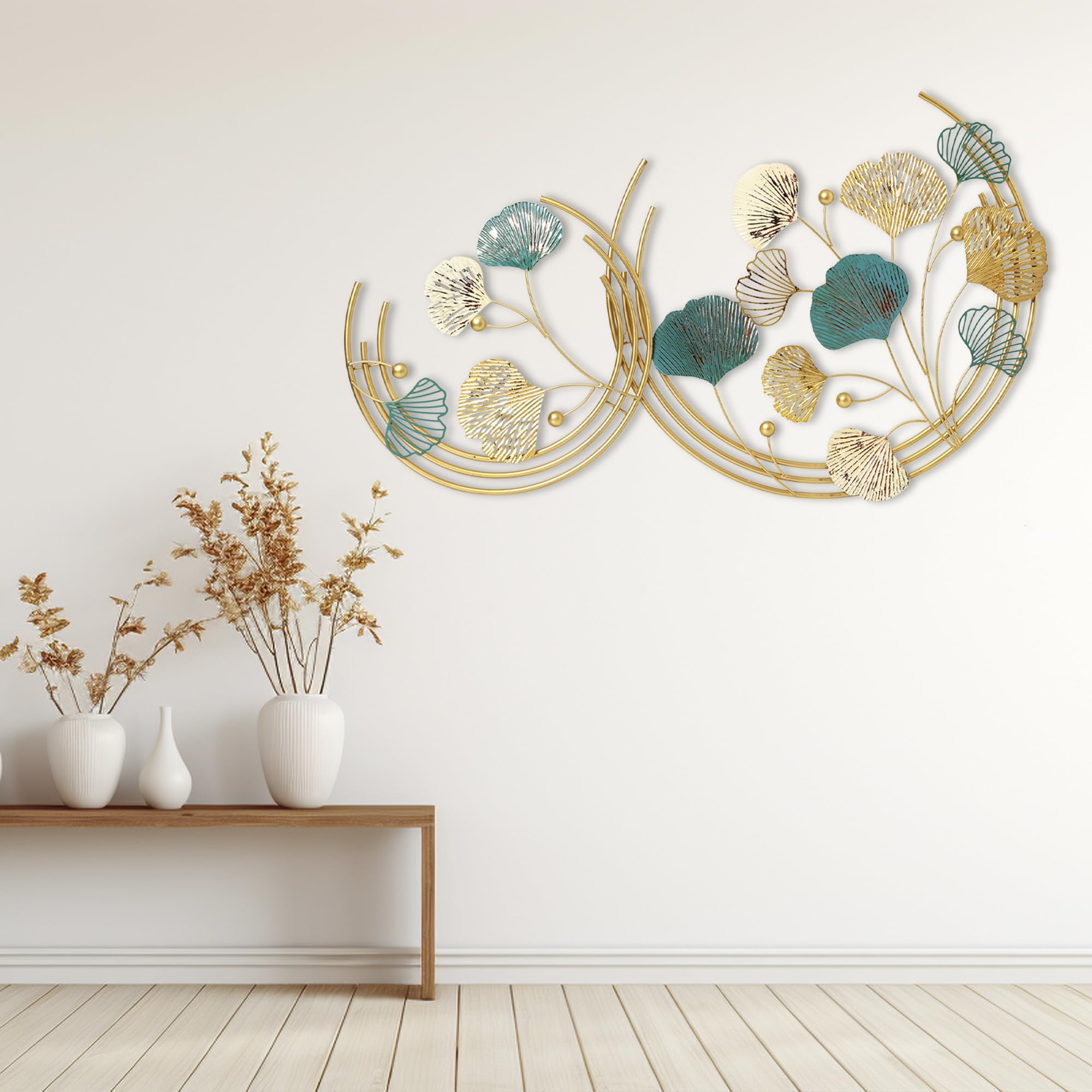 Decorative India Metal Leaf Round Pattern Abstract Wal Art for Living Room Decorative Wall Sculpture for Home Décor 1