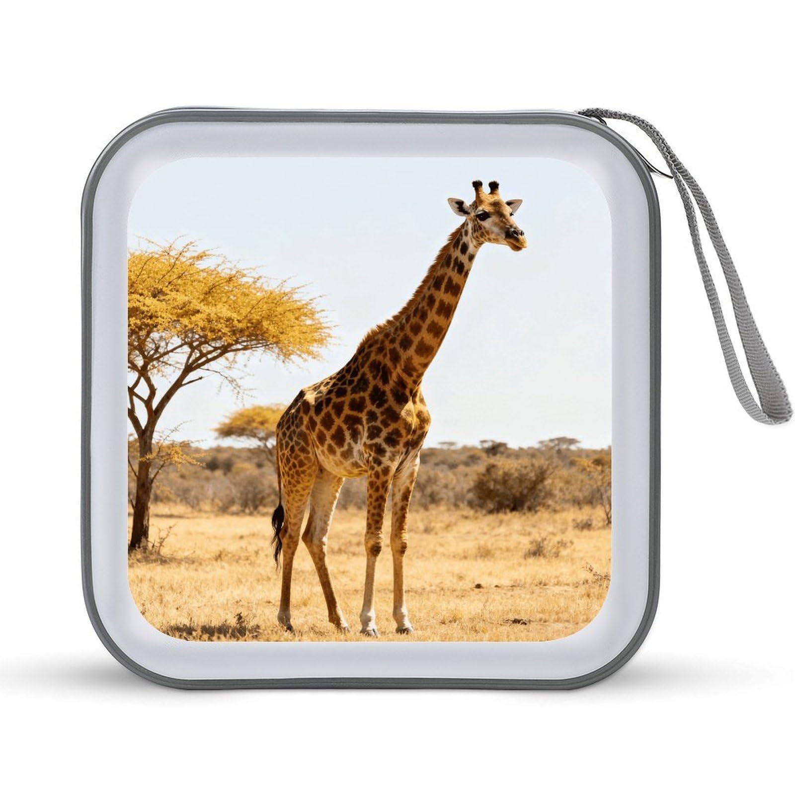 VstaDank Giraffe CD Case, Portable CD Sleeve Zipper-Style CD/DVD Wallet, Anti-Scratch CD Storage Pouch, Plastic CD Case for CDs, DVDs, Blu-rays, Vinyl Records
