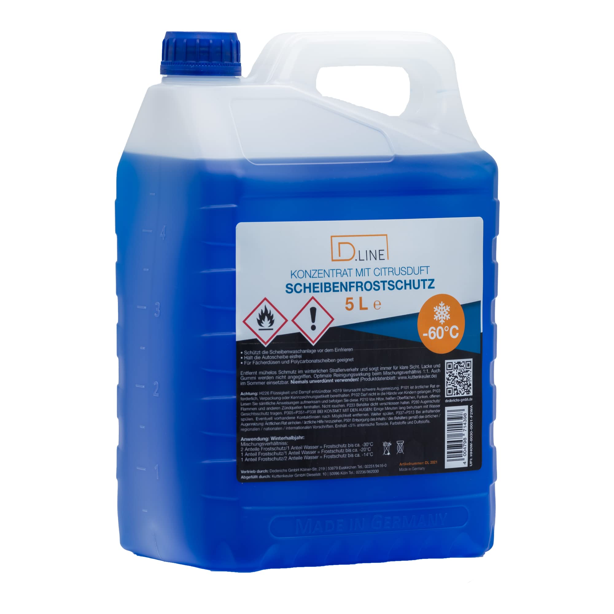 D.LINE Premium Scheibenfrostschutz Konzentrat, 4er | Citrusduft, -60°C