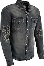 Milwaukee Leather MPM1620 Men's Black Flannel Biker Shirt w/CE Approved Armor - Reinforced w/Aramid Fibers - Large