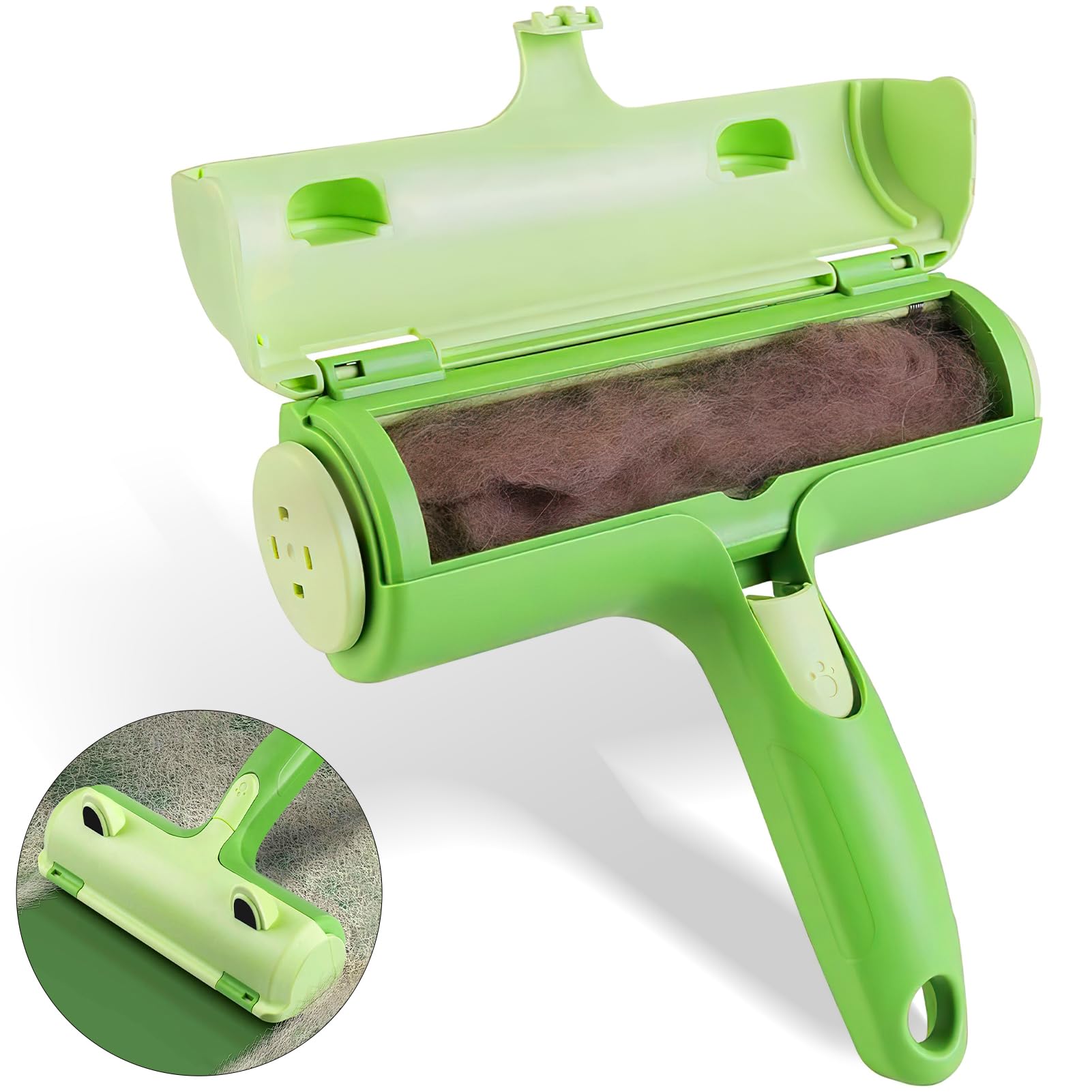 Pet Hair Remover Roller,Lint Rollers for Pet Hair,Portable Cat and Dog Hair Remover and Scraper with Self-Cleaning Base,Lint Rollers for Dogs,Cats, Rabbits, Hamsters.(Frog Shaped Green)