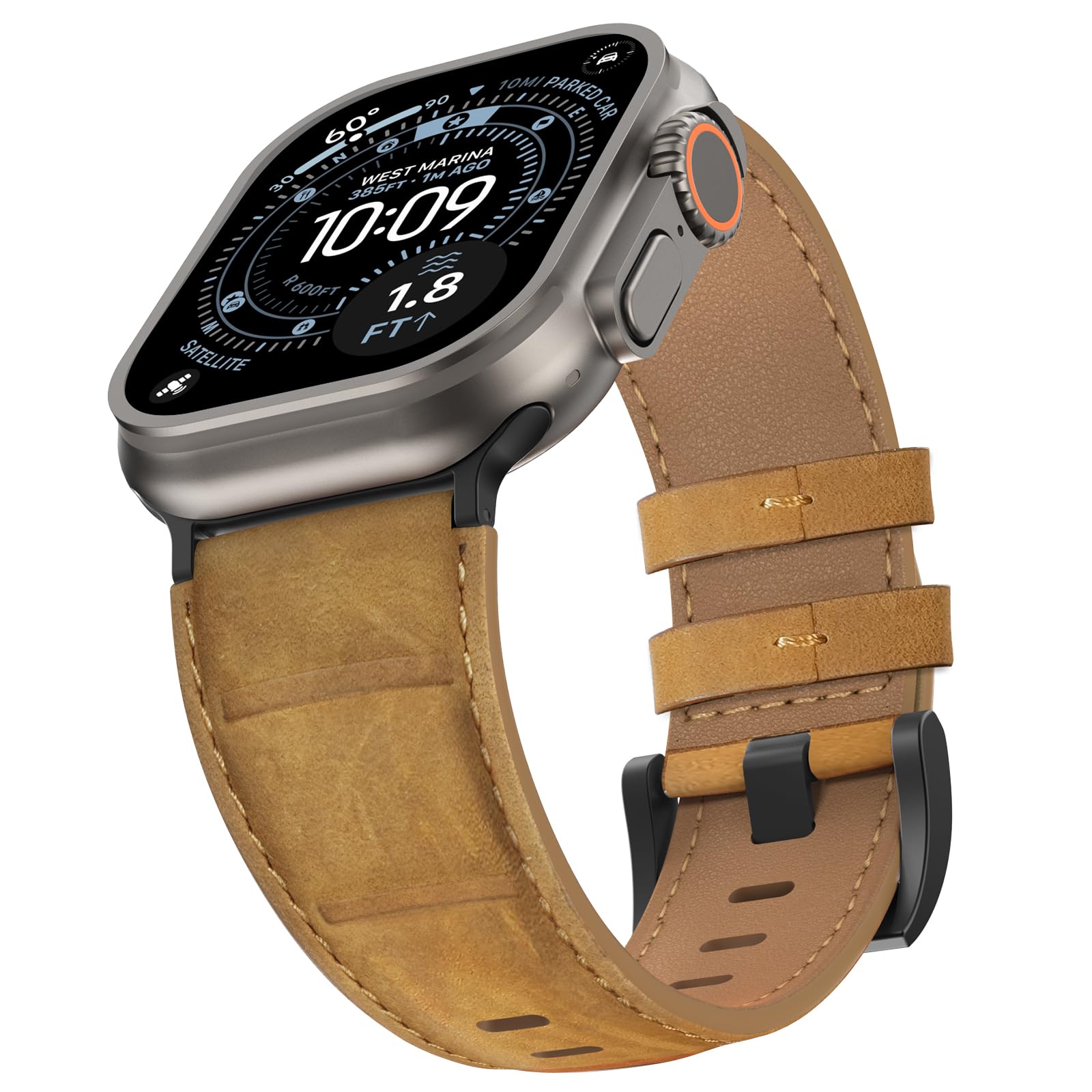 Delidigi Leather Strap Compatible for Apple Watch Ultra Straps 49mm 46mm 45mm 44mm 42mm, Genuine Leather Men Women Replacement Band for iWatch Ultra 3 2 1 Series 11 10 9 8 7 6 5 4 SE3 2 1