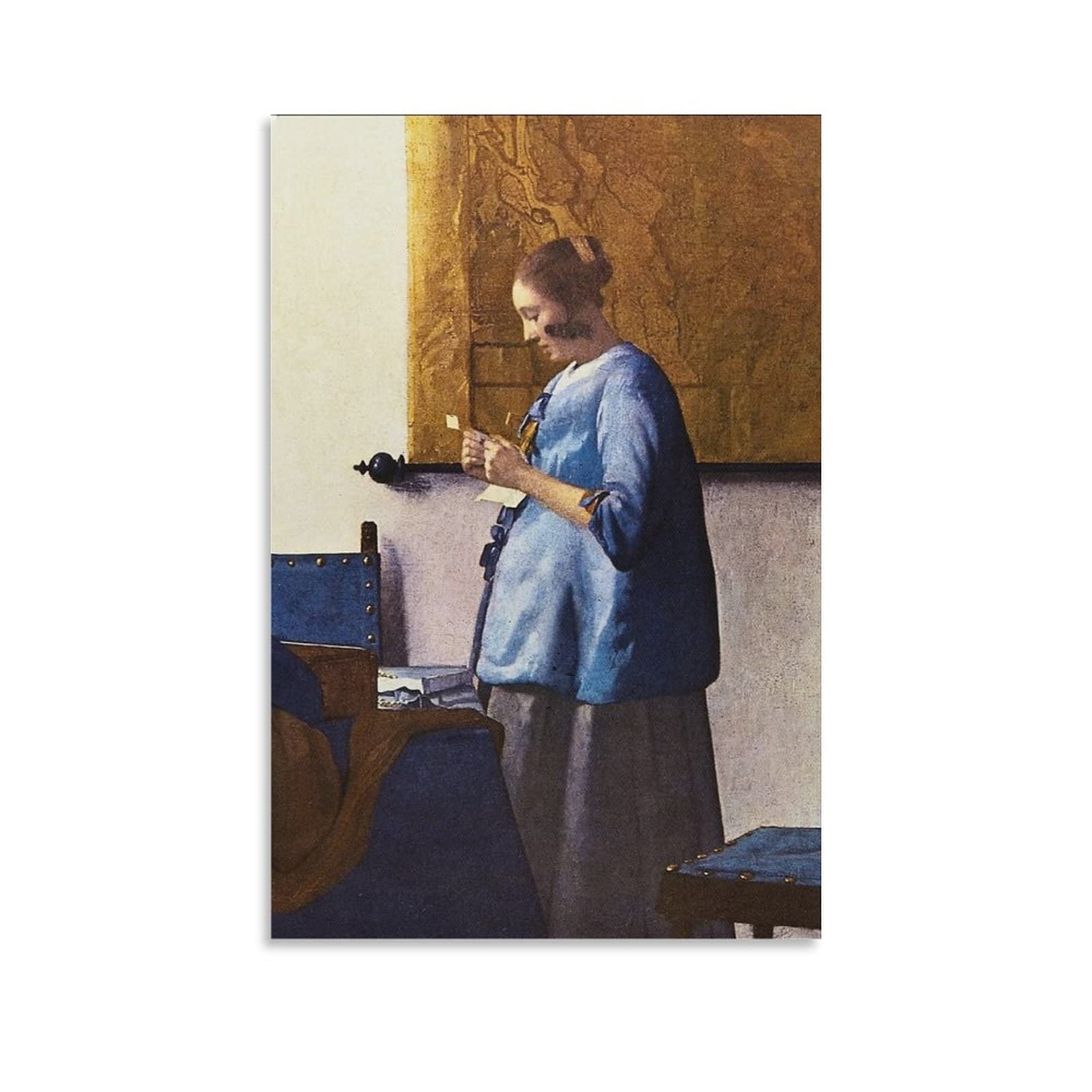 Jan Vermeer Van Delft - Woman Reading A Letter Canvas Art Poster and Wall Art Picture Print Modern Family Bedroom Decor Posters 12x18inch(30x45cm)