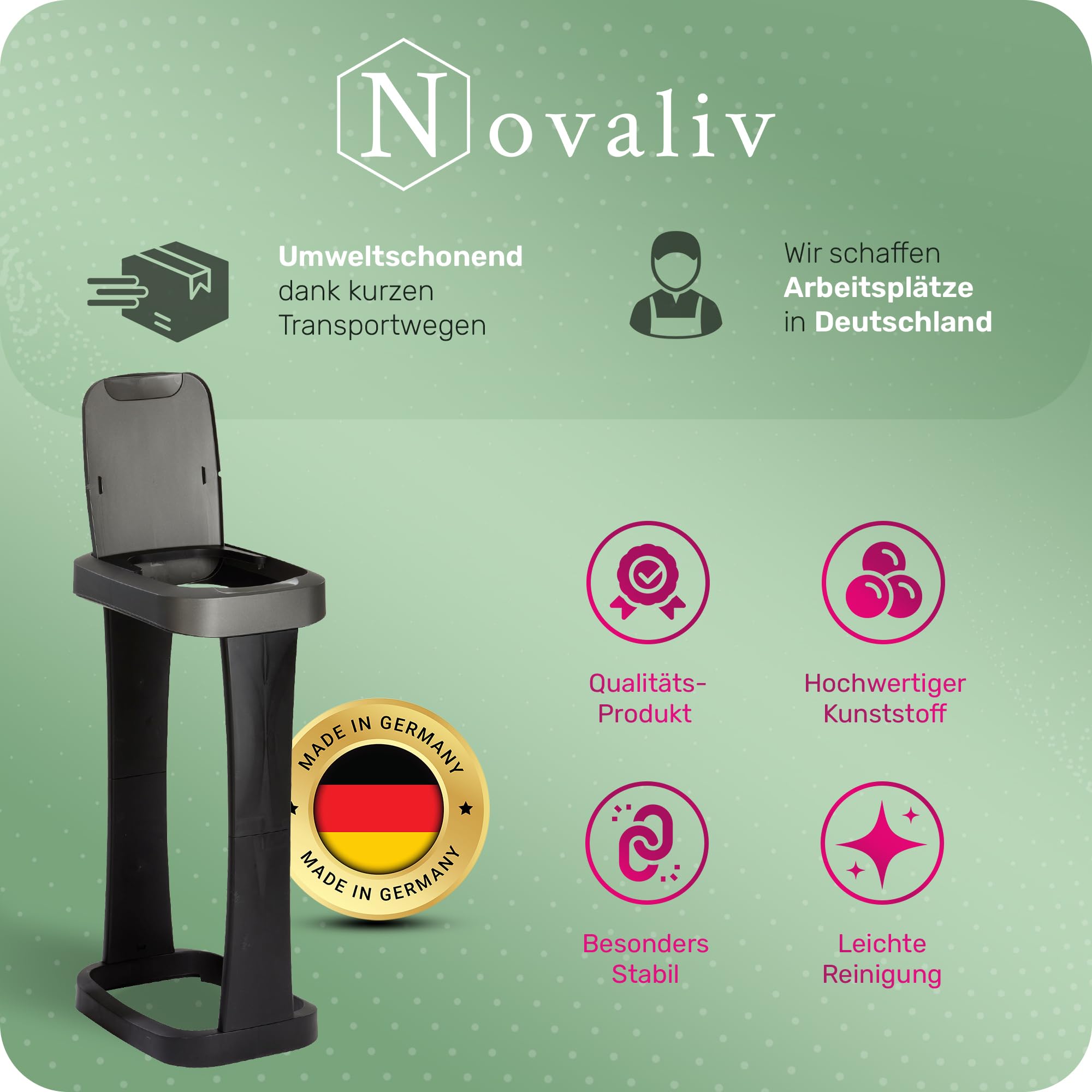 Supporto Per Sacchi Rifiuti Per Capacità 120 L, Telaio Mobile A 2 Ruote