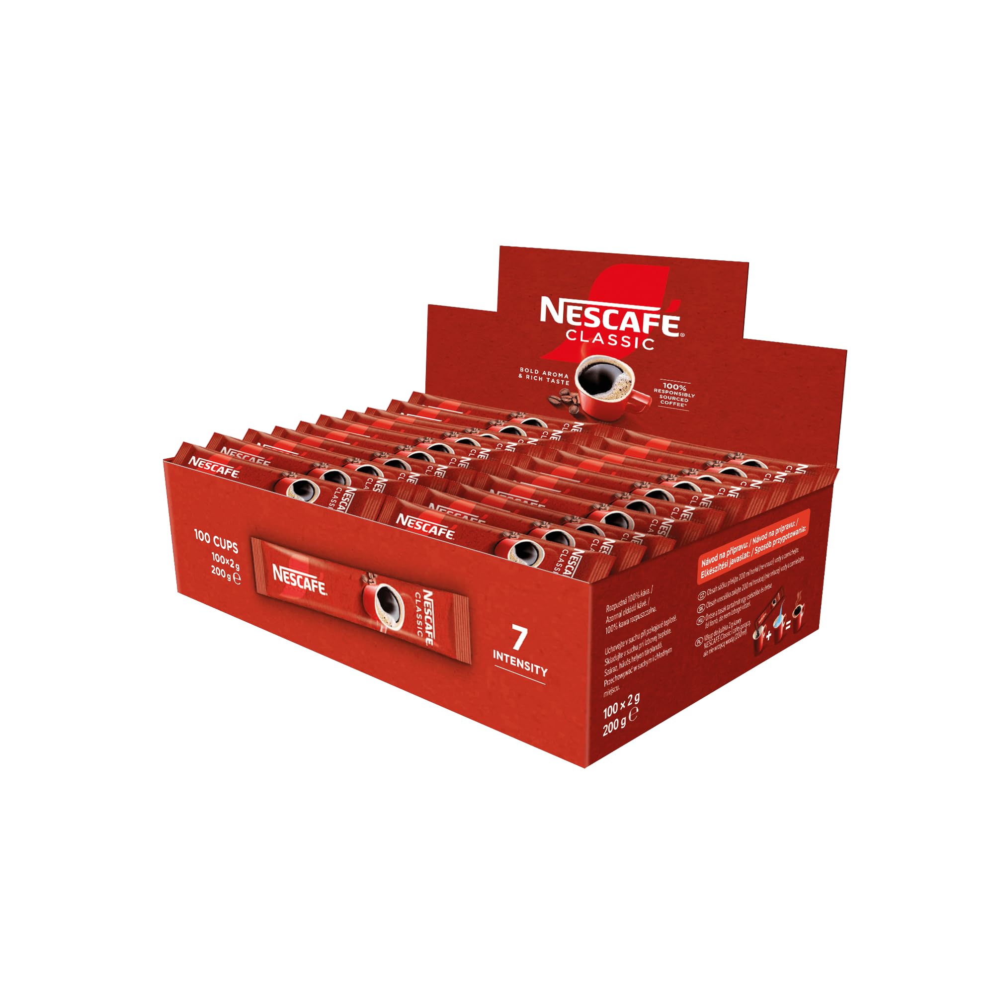 NESCAFÉ Classic Caffè Solubile, 100 Bustine da 2g (200g)