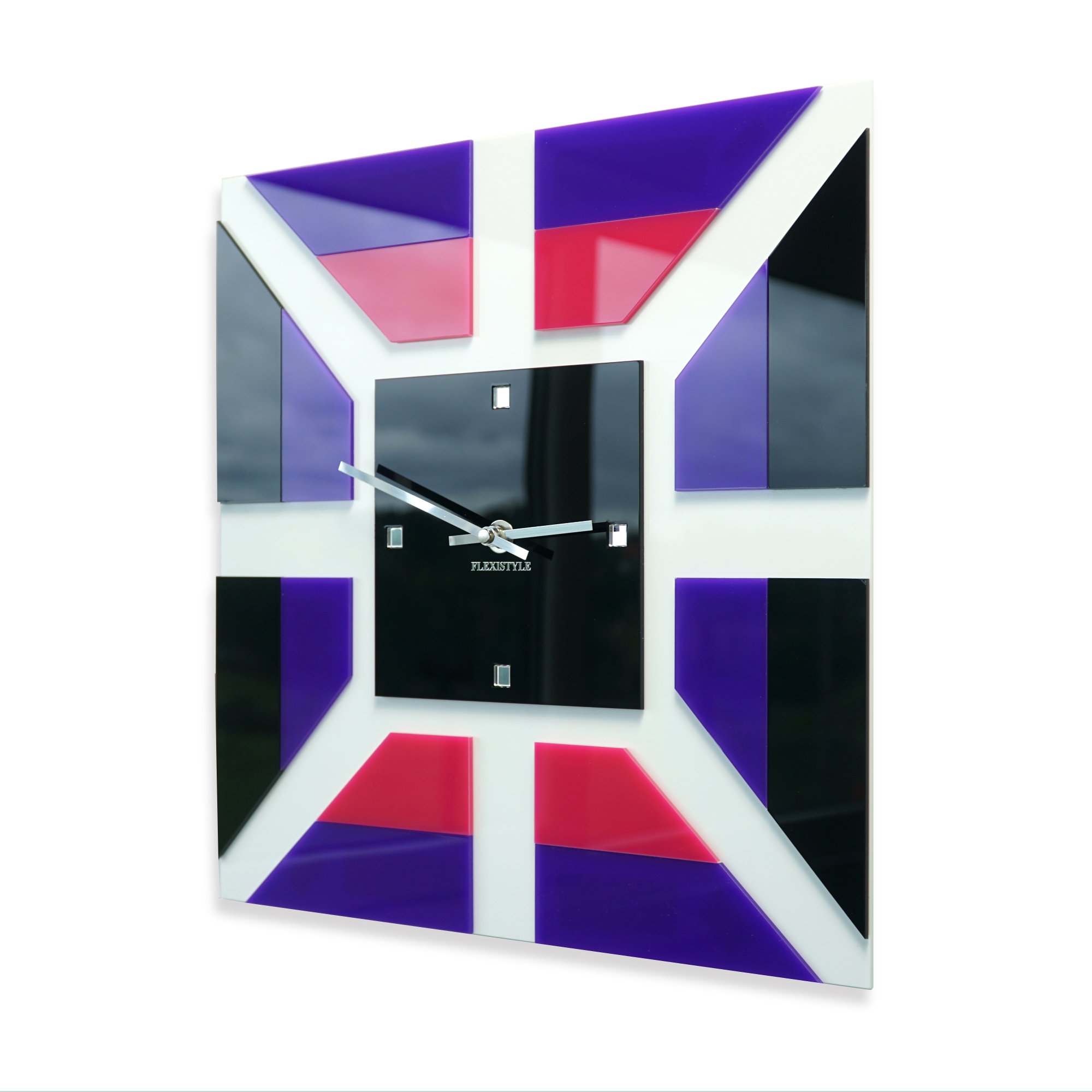 Horloge murale moderne FLEXISTYLE violette 38 cm pour sublimer la déco de votre salon