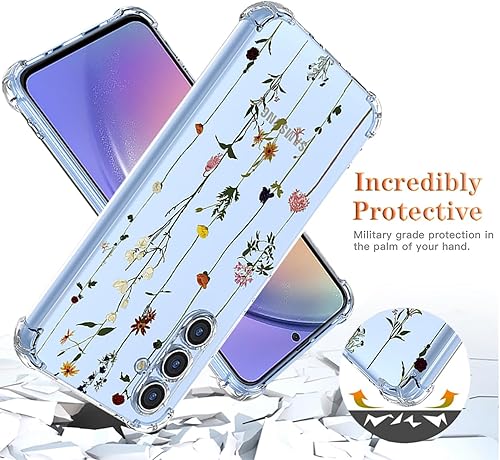Miniatura 7 de GTBDEKI Funda para Galaxy A54 5G, Samsung A54 5G SM-A546U con protector de pantalla, funda transparente con patrones de jardín de flores, funda