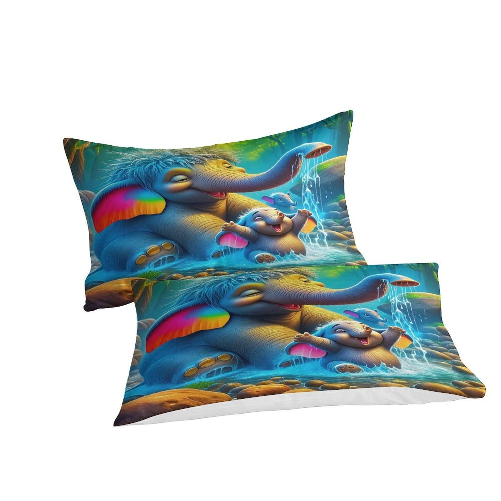 Parure de lit bébé éléphant 3D avec housse de couette 220x240 en microfibre et fermeture éclair
