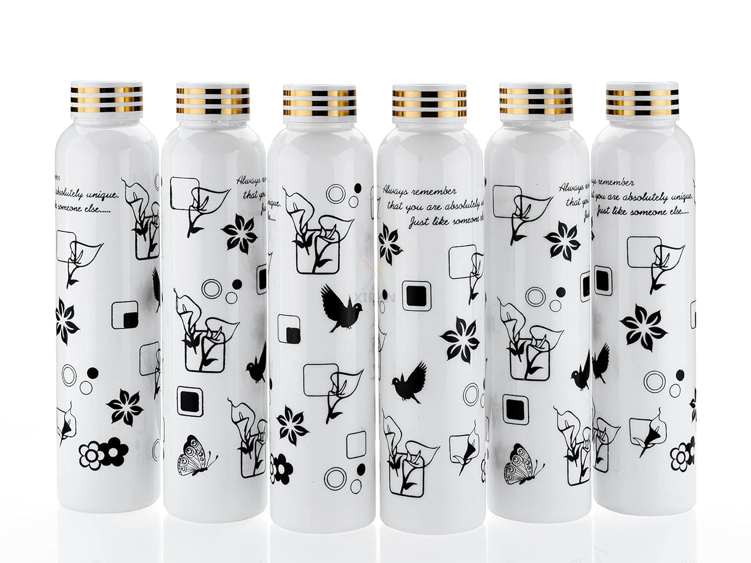 Xiran Plastic Water Bottle, Food Grade Fridge Water Bottle, Unbreakable and Hygienic, Leak Proof Water Bottle for Office, School, Home, Fridge, 1 Litre (Pack of 6 White)