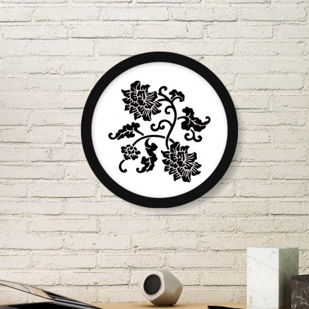 Cadre photo ronde en bois noir silhouette fleurs décoration murale plante DIYthinker