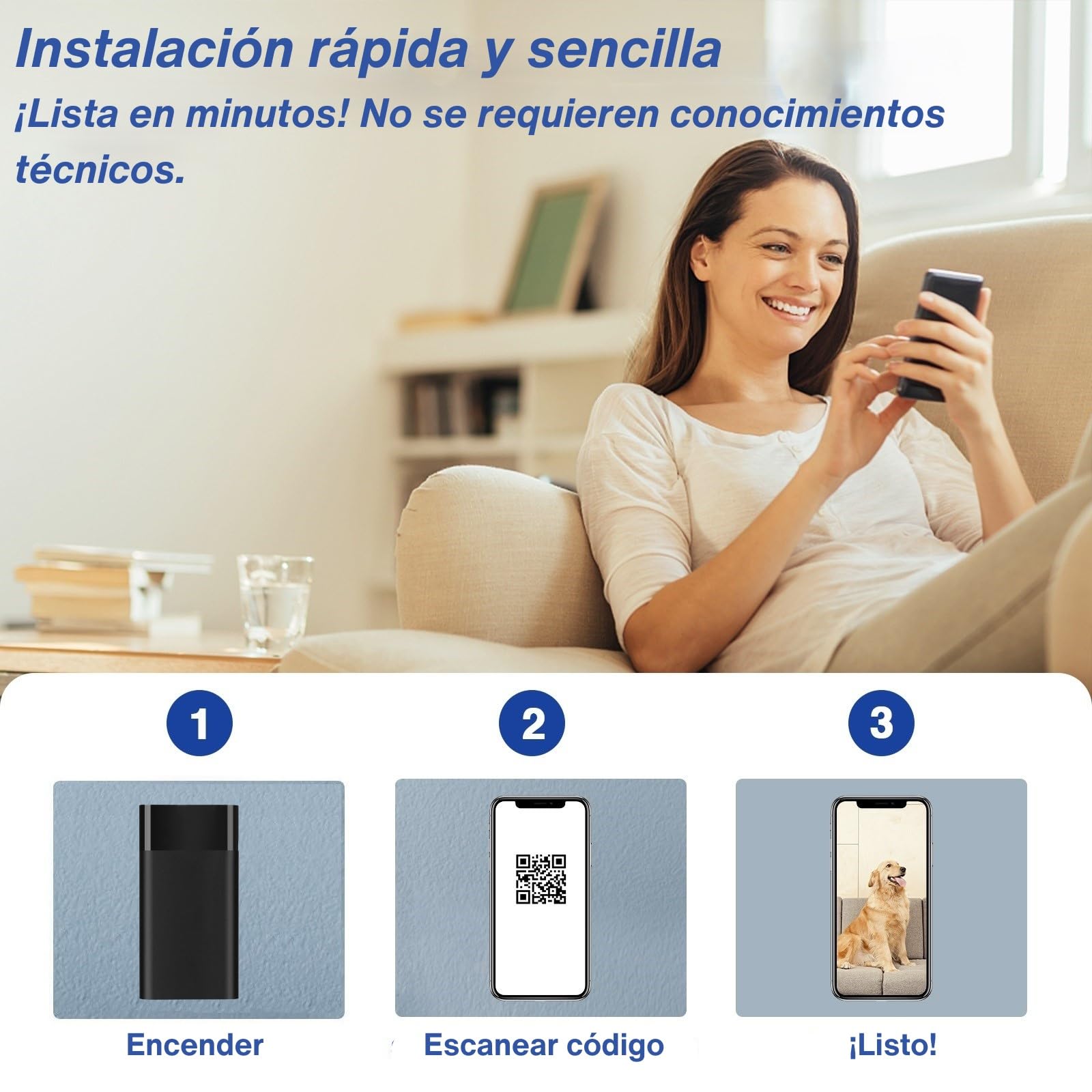 WIWACAM Camara Espia 2K Ultra HD WiFi, Camara para Ver En El Movil, Visión Nocturna, Batería de 5000 mAh, Interior Mini Cámaras, Detección de Movimiento, para el hogar, Las Mascotas y el bebé