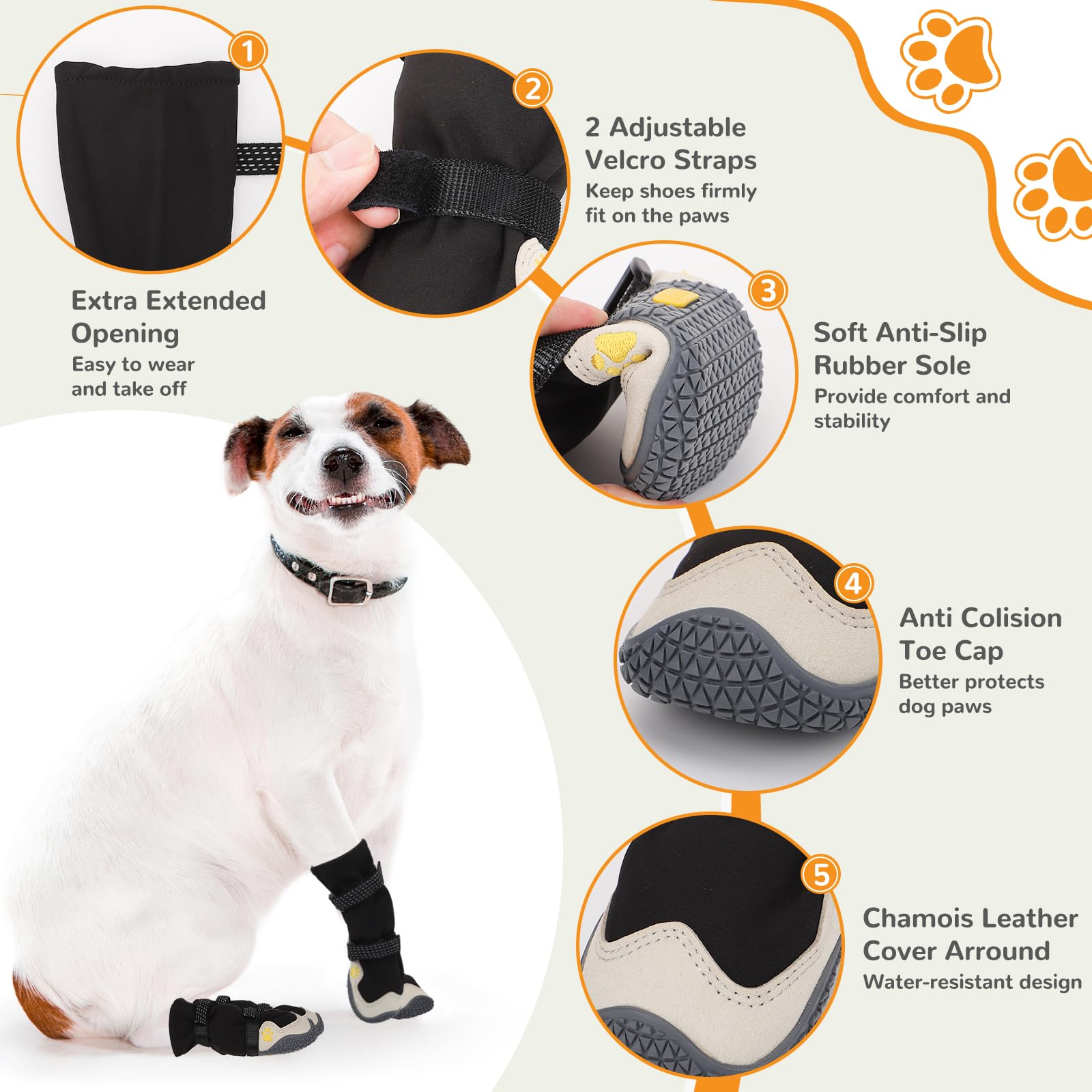 Chaussures d'hiver pour chiens de grande et moyenne taille - Bottes de neige pour chien et protecteurs de pattes pour éviter le léchage - Chaussures antidérapantes avec réfléchissantes pour trottoir