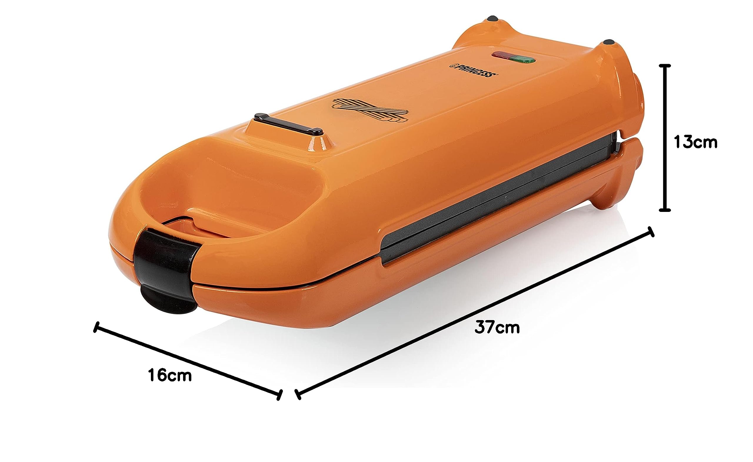 Princess Churros Maker - 4 knusprige Churros in 5 Minuten, 180° Drehbar, automatische Temperaturkontrolle, 200 °C, 22 x 12 cm Backfläche, 700 Watt, orange, 132405