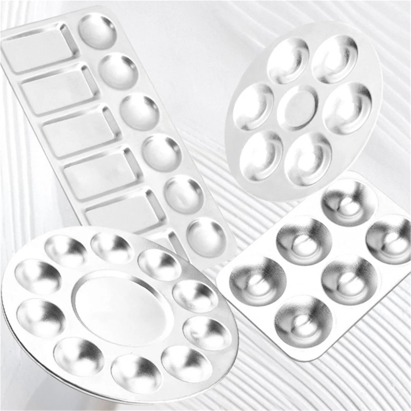 Paleta de Colores de 3 uds., Bandeja de Pintura, paletas de Metal for Pintura al óleo, Acuarela, artesanía, Paleta de Pintura artística DIY(Round)