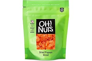 Oh Nuts Dried Papaya Diced | 2 lbs of Less Sugar Added Sun-Dried Fruit Bites