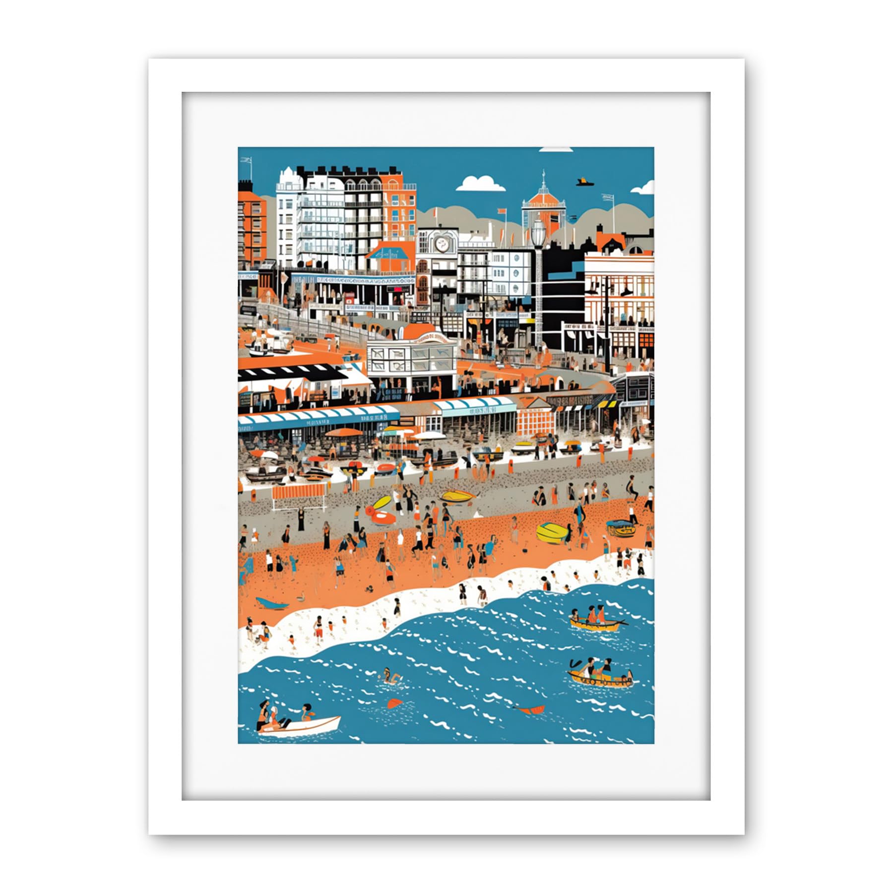 Artery8 Brighton Beach and Palace Pier Modern Abstract Artwork Framed Wall Art Print 18X24 Inch