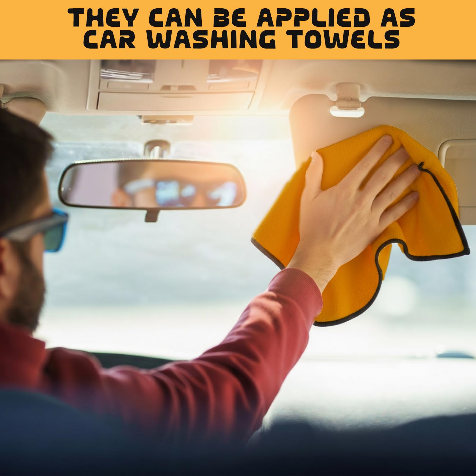 Tallew 100 Pcs Microfiber Towels 16 Inch x 16 Inch Microfiber Cloth Car Drying Towels for Cars Washing — view 4