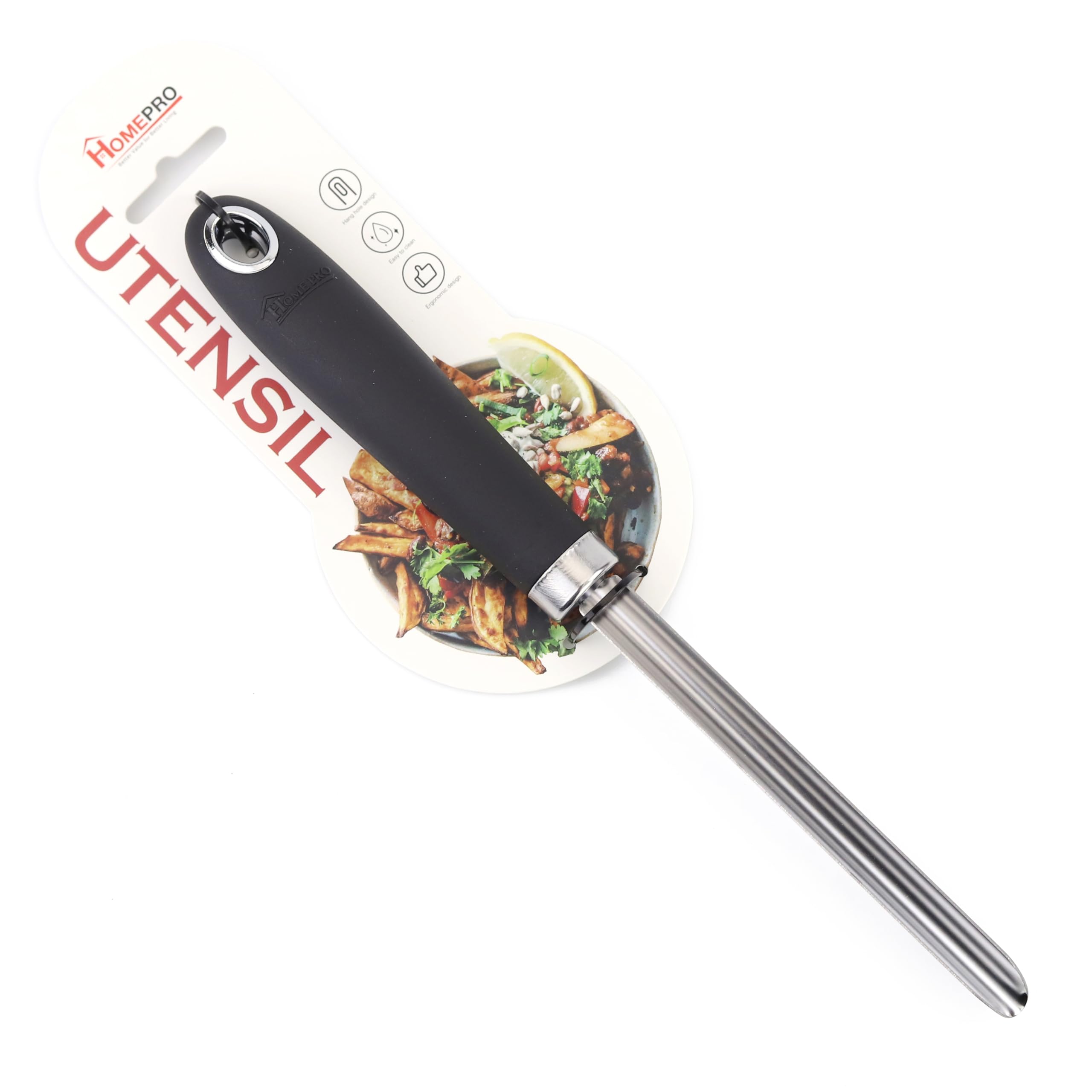 Home Pro Stainless Steel Zucchini Corer with Soft-Grip Handle, Silver/Black (Model 5492)