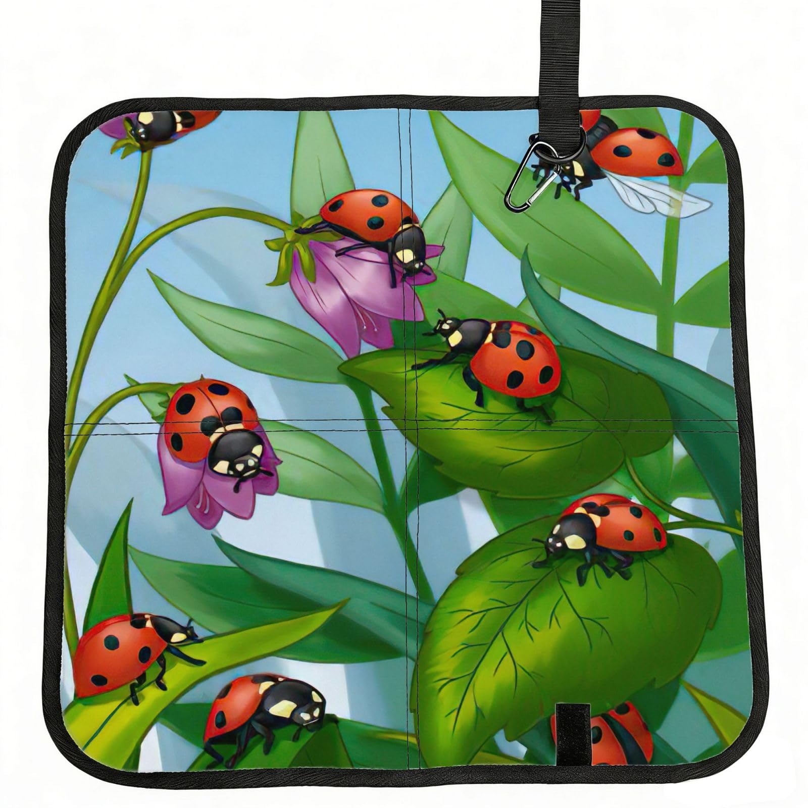 bghdfa Ladybug Print Outdoor Sitting Mat Waterproof Oxford Cloth Seat Cushion Folding Foam Camping Seat For Picnic